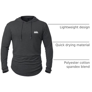 Sweat à capuche épais tricoté doublé surdimensionné pour la musculation, personnalisé, pour la gym, le fitness et le streetwear, en polaire, pour homme - Product Image 5
