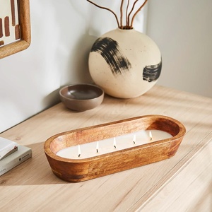 Premium Sculpted Wooden <b>Candle</b> Holder Handmade Decorative Wood <b>Candle</b> Vessel Modern Home Fragrance Container <b>Refillable</b> Soy - Product Image 4