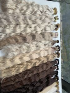 Cabello humano vietnamita premium, ondulado natural, precio al por mayor, de 40cm a 70cm, 100gr, cortado de una sola cabeza, decolorado a rubio. - Product Image 3