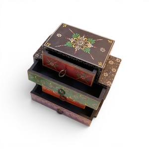 Handcrafted Wooden 4 <b>Drawer</b> <b>Storage</b> Organizer Decorative Jewelry Cabinet Multi <b>Drawer</b> <b>Storage</b> <b>Box</b> - Product Image 3