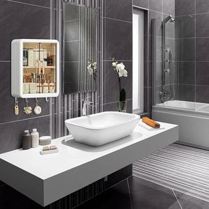 Classic Style Bathroom Wall Hanging Storage Box <b>Plastic</b> PP Injection Magnetic Door Suction Rectangle Sustainable Large Capacity - Product Image 4