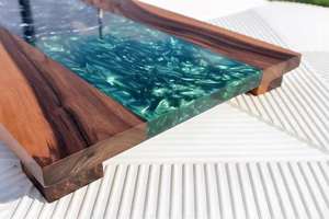 Plateau décoratif en résine de bois, fait main, en époxy, pour table basse, cuisine et salle à manger - Product Image 2