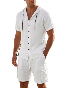 เสื้อเชิ้ตแขนสั้นผ้าซาตินคอตตอน 100% สำหรับผู้ชาย รุ่นใหม่ประจำฤดูร้อนปี 2026 ชุดเซ็ต 2 ชิ้น คอตั้ง สไตล์วินเทจลำลอง แห้งเร็ว เหมาะสำหรับใส่ไปชายหาด - Product Image 4