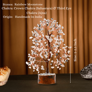 Árbol de la Vida de Cristal de Piedra Lunar Arcoíris al por Mayor con Alambre de Cobre, Piedras Curativas, Decoración para el Hogar - Product Image 6