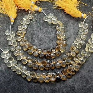 Perles de quartz naturel facettées en forme de cœur 8mm 9mm, prix de gros en vrac pour la fabrication de bijoux, brin de 8 pouces - Product Image 1
