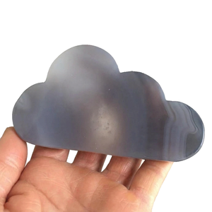 Agate grise sculptée en forme de nuage, pierre précieuse, cristal, décoration d'intérieur, grossiste en cristaux sculptés en forme de nuage - Product Image 2
