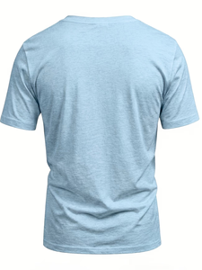 Men's V-Neck Short Sleeve Solid Cotton T-Shirt Regular Fit Breathable Enzyme Washed Jersey Fabric Casual Wear 180g Eco-Friendly - Product Image 4