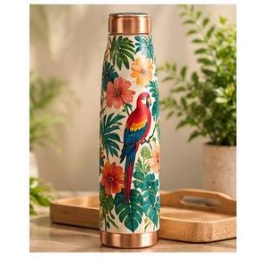 Bouteille d'eau portable de grande capacité, écologique, à double paroi, isolée sous vide, en cuivre pur, avec couvercle en cuivre, design floral - Product Image 6