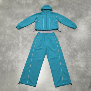 Conjunto de Chaqueta Cortavientos con Capucha Personalizada para Invierno, Talla Grande, Estilo Deportivo, Ropa para Hombre y Mujer, Estilo Urbano Premium, Lavado Ácido - Product Image 4