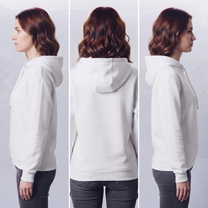 Sudadera con capucha blanca para mujer, con cremallera, mezcla de algodón y forro polar, manga larga, con bolsillos y hombros caídos - Product Image 6