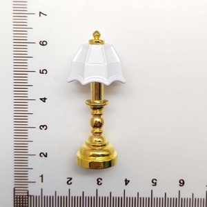 1:12 Scale Zinc Alloy Dollhouse <b>Table</b> Lamp with Classic Scalloped Shade and Antique Finish for Decor - Product Image 6