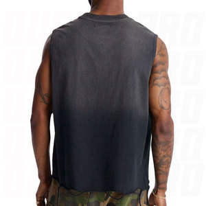 เสื้อกล้ามทรงสปอร์ตแฟชั่นแบบครอปทรงบ็อกซี่สำหรับผู้ชาย รุ่นใหม่ล่าสุดสำหรับฤดูร้อน ล้างสีแบบแอซิด  สีสั่งทำได้ แห้งเร็ว ไม่มีแขน โชว์กล้ามเนื้อ - Product Image 4