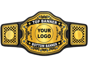 Ceinture de championnat de lutte personnalisée en cuir PU bleu avec plaque dorée et espace pour logo, personnalisable. - Product Image 5