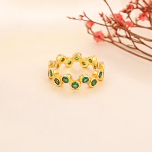 แหวนทองเหลืองชุบทองสำหรับผู้หญิงตัวเรือนพลอย CZ - Product Image 1