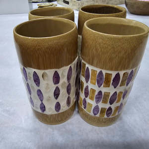 Taza de bambú hecha a mano con perla Madre, accesorios de comedor de cocina personalizables, venta al por mayor, opciones de vasos para beber - Product Image 1