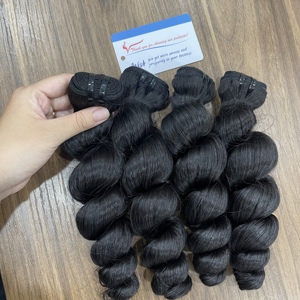 ผมเวียดนามแท้ เกรดพรีเมียม สีดำธรรมชาติ แบบลอนคลาย  แบบมัดเป็นช่อ  ถักด้วยเครื่องจักรแบบดับเบิ้ลเวฟท์ พร้อมเชือกผูกปิดผม - Product Image 5