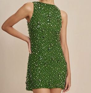 Minivestido Verde Degradado con Bordado de Cuentas, Sin Mangas, para Fiesta, Ropa de Noche para Mujer, Atuendo Corto, Ropa de Cóctel - Product Image 6