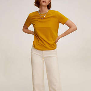 Mustard <b>Yellow</b> <b>Plain</b> <b>T</b> <b>Shirt</b> Unisex Soft Cotton Casual Half Sleeve Crew Neck Daily Wear Basic Tee - Product Image 2