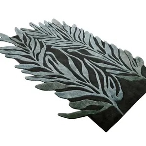 Tapis fait main en laine Krafterscustom Ht6, style abstrait, design floral moderne, lavable, pour salon - Product Image 2