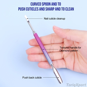 Empujador de Cutículas Profesional, Duradero, Ligero, de Acero Inoxidable con Acabado Mate, Cuadrado, Antideslizante, de Doble Uso - Product Image 6