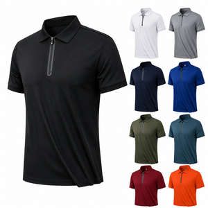 Custom Cross Border Polo <b>Shirt</b> for Men Summer Breathable Zipper Polo Collar Sports Short Sleeve T <b>Shirt</b> Trendy Young <b>Half</b> Sleeve - Product Image 1