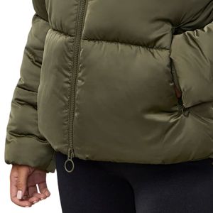 Olive <b>Cropped</b> <b>Jacket</b> Women Hooded <b>Puffer</b> Coat Lightweight Insulated Winter Outerwear Warm Casual Fashion Layer Wear - Product Image 3