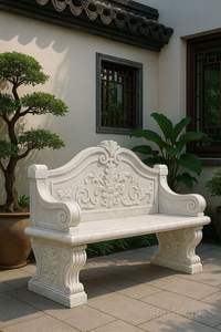 Luxury Hand Carved Marble Contemporary <b>Outdoor</b> Dining Chairs-HAYAT INDUSTRIES 5-Year Warranty Durable Easy-Clean for Garden - Product Image 2