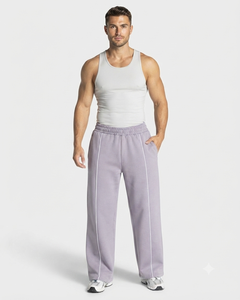 Ensemble de survêtement surdimensionné pour homme, personnalisé OEM, couleur lavande, avec détails contrastants, en molleton de coton de qualité supérieure, comprenant un sweat à capuche et un pantalon de survêtement à jambes larges - Product Image 4