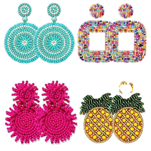 ต่างหูแฮนด์เมดคุณภาพพรีเมียม งานปักมือประดับลูกปัดหลากสี น้ำหนักเบา โดย MD HANDICRAFTS - Product Image 6