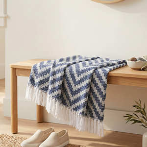 Cotton Textured <b>Throw</b> Blanket in Dusty Rose with Fine Linear Pattern and Fringe <b>for</b> Sofa <b>Chair</b> and Contemporary Home Décor - Product Image 3