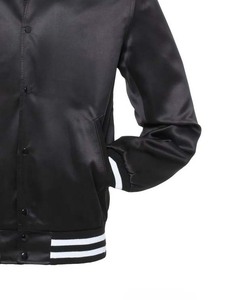 Veste de sport d'équipe personnalisée, blanche et noire, veste de baseball pour hommes, veste satinée de qualité supérieure, veste bomber personnalisée - Product Image 5