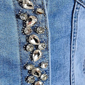 Chaqueta de mezclilla enjoyada de talla grande para mujer de buena calidad abrigo de mujer de moda personalizado informal prendas de vestir de mezclilla - Product Image 5