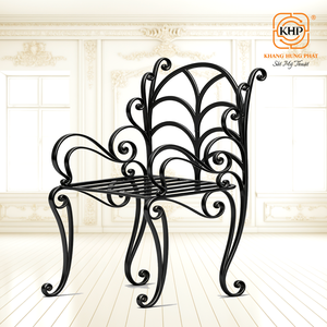 Silla de Hierro Forjado 100% Hecha a Mano, Ecológica, con Recubrimiento en Polvo, Diseño Floral de Hojas, para Uso en Exteriores, Patio y Jardín - Product Image 3