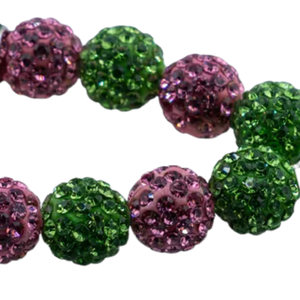 Pink Green and White Pearl Beaded Lanyard with Rhinestone Spacers ID Badge Holder Neck Strap Fashion Accessory - Product Image 5