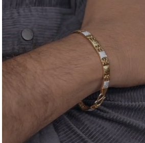 22K Gold Gents Bracelet for <b>Men</b> Designer Two Tone Pattern Stylish Chain Elegant Daily Wear Jewelry Designer Bracelet for <b>Men</b> - Product Image 2