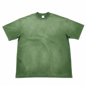 เสื้อยืดแขนสั้นสีเขียวล้วนสำหรับผู้ชายปี 2026 ผ้าฝ้าย 100% ทรงปกติ คอกลม แบบลำลอง ผ้าเจอร์ซีย์ถัก ดีไซน์เรียบ - Product Image 2