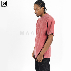 เสื้อยืดคอตตอนหนาน้ำหนักมากสไตล์วินเทจสำหรับผู้ชาย ย้อมสีแบบ Garment Dyed ทรงโอเวอร์ไซส์ สตรีทแวร์ เสื้อยืดเปล่าๆ แฟชั่นลำลอง - Product Image 1