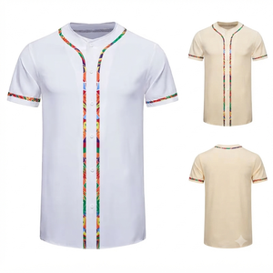 Maillot de baseball unisexe personnalisé blanc, col en V, manches courtes, tissu en maille respirant, vêtements d'équipe d'été, vêtements de sport, logo personnalisé - Product Image 1