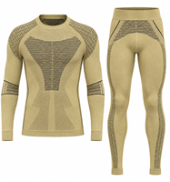 Ensemble de sous-vêtements sans couture pour homme OEM, tricoté avec technologie Body Mapped, haut à manches longues et leggings, vêtements de sport d'extérieur