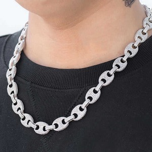 Collier pour homme en chaîne cubaine forme grain de café, plaqué or massif 10K 16mm, bijoux hip-hop, diamant VVS cultivé en laboratoire, plaqué rhodium - Product Image 4
