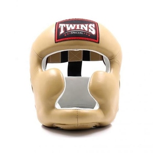 Protector de cabeza para entrenamiento de kickboxing, modelo Twin, multicolor amarillo, de cuero genuino de vaca, cara abierta, para Muay Thai. - Product Image 1