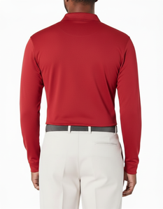 Chemises de golf pour hommes de qualité supérieure, en tricot uni, à manches longues, séchage rapide, extensibles, polyester/coton, décontractées, pour le travail, vente en gros - Product Image 2