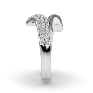 Anillo de Oro Blanco Sólido de 10K con Diamante Cultivado en Laboratorio, Corte Brillante Redondo, Banda de Diamantes Pavé, Joyería Fina Moderna y Elegante, Regalo para Mujer - Product Image 2