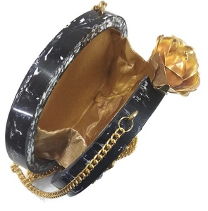 Elegant Black Resin Clutch <b>Bag</b> with Pearl Decoration Handmade Evening Purse for Weddings, Parties, and Formal Events - Product Image 5