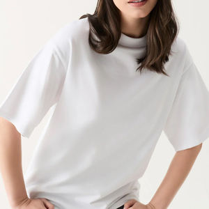 Camiseta Oversize de Alta Calidad para Mujer, Hombros Caídos, Tejido Grueso de 180 g/m², Color Sólido, Estilo Urbano, 100% Algodón, Transpirable para Verano - Product Image 6