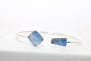 Premium 925 Sterling Silver Trendy Adjustable <b>Bracelet</b> Natural Blue Moonstone Bezel Set Tie Cushion Shape Cab Twister Party Gift - Product Image 2