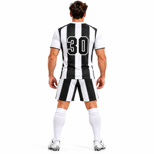 Camiseta de Fútbol Personalizada en Blanco y Negro con Nombre y Número Personalizados y Pantalones Cortos a Juego - Product Image 3