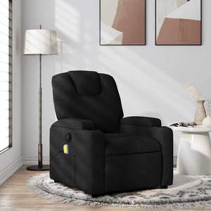 Fauteuil de massage inclinable en tissu noir 100% polyester avec structure en contreplaqué métallique, conçu pour un confort et une relaxation optimale - Product Image 1