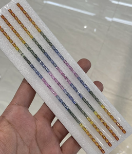 Saphirs multi-couleurs de laboratoire, taille octogonale et émeraude rectangulaire, pour la création de bijoux (bracelets, bagues, colliers), facettés, couleurs mélangées - Product Image 1