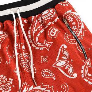 Shorts de sport pour homme personnalisés, imprimé cachemire, coupe-vent en mesh, style hip-hop streetwear, bandana, basketball, gym, avec poche zippée - Product Image 3